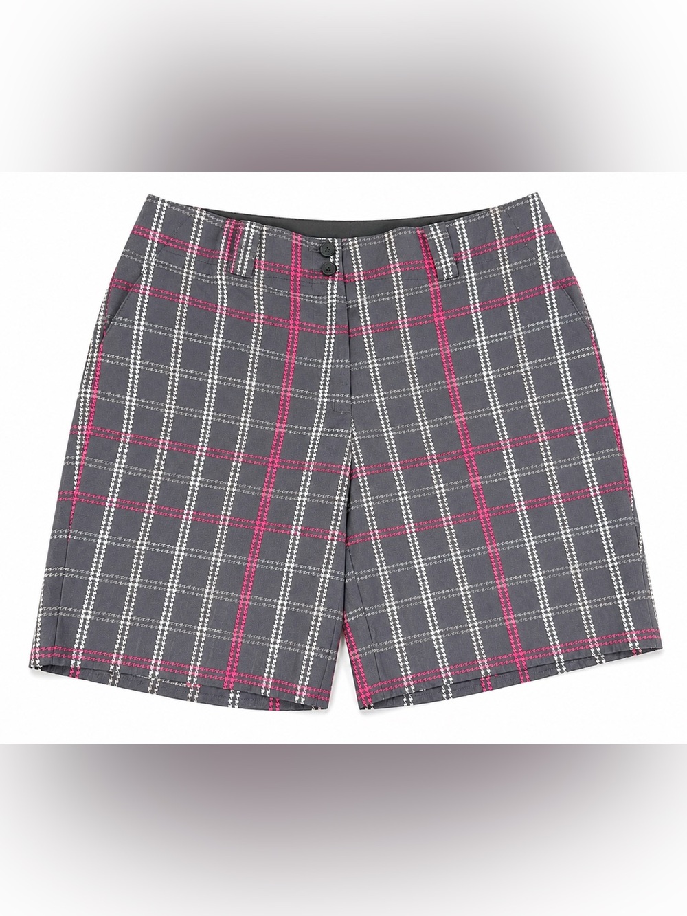 Nike Golf Dri-FIT Plaid Bermuda Golf Shorts Women’s Size 6 Pink Gray